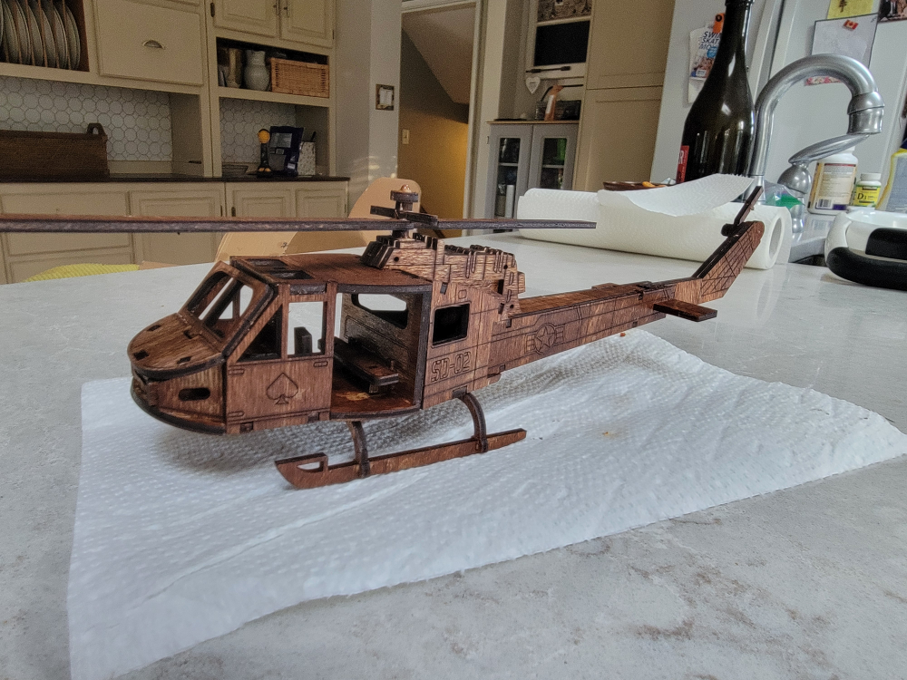 Laser Cut Wooden Bell UH-1 Iroquois Helicopter Model Kit