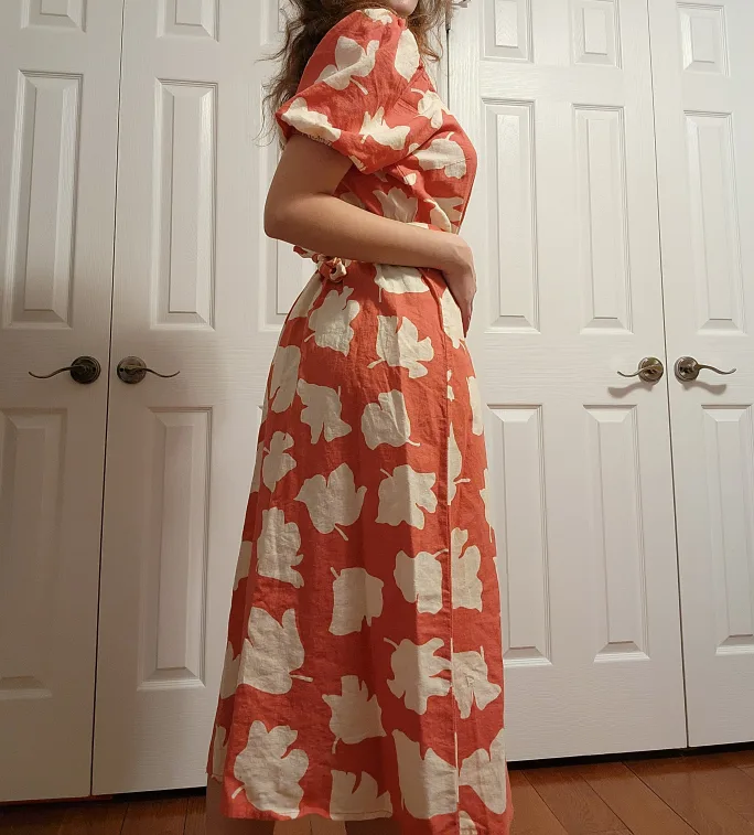 linen-blend midi dress image indicator(3)