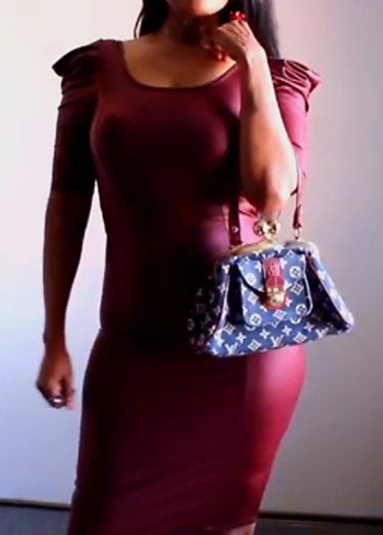 Burgundy Faux Leather Dress - photo 4