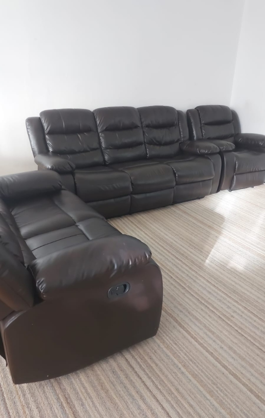 Brown Leather Reclining Sectional Sofa - photo 2