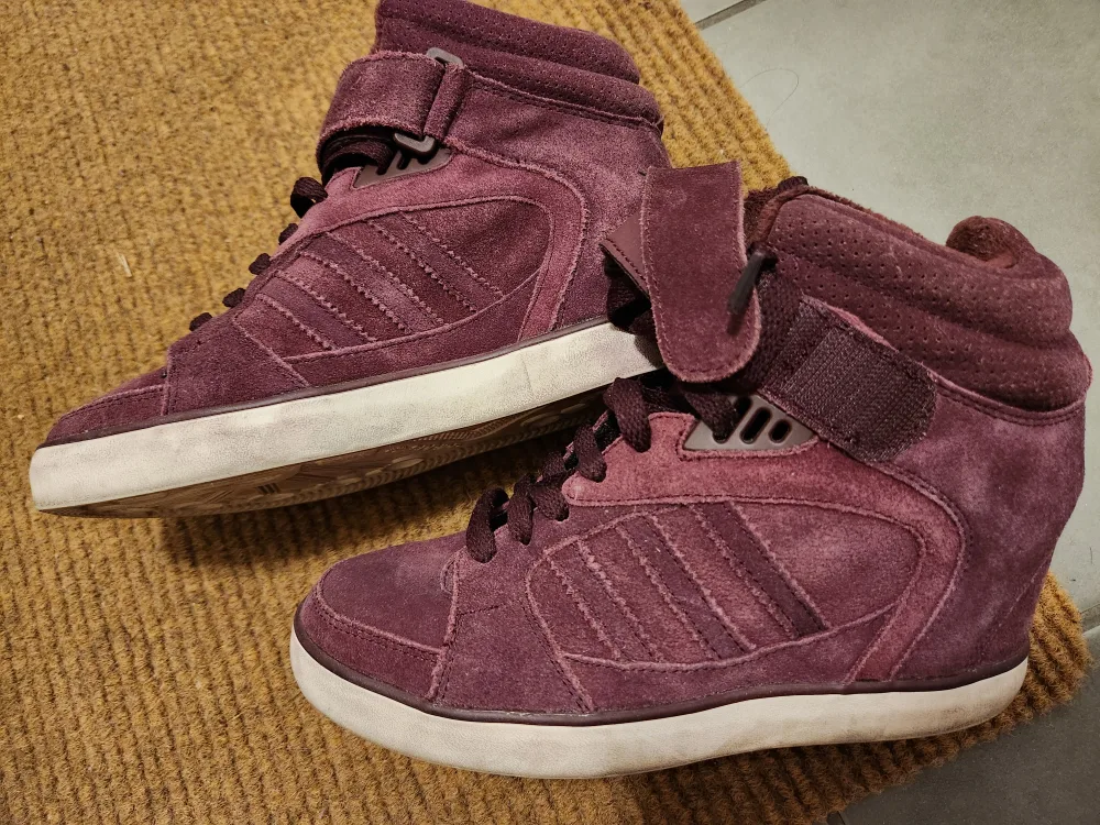 Adidas Women's Burgundy Suede High Top Wedge Sneakers image indicator(3)