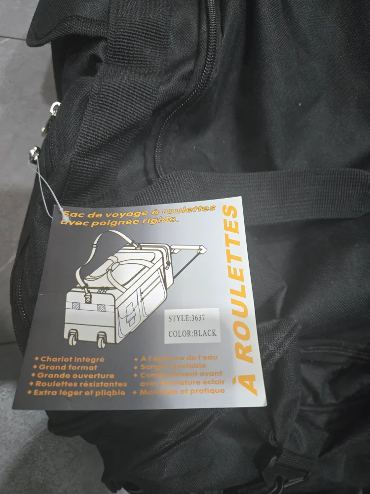 Large Black Rolling Duffle Bag image indicator(3)