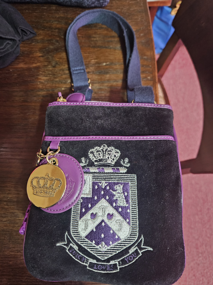 Juicy Couture Black Velvet Crossbody Bag