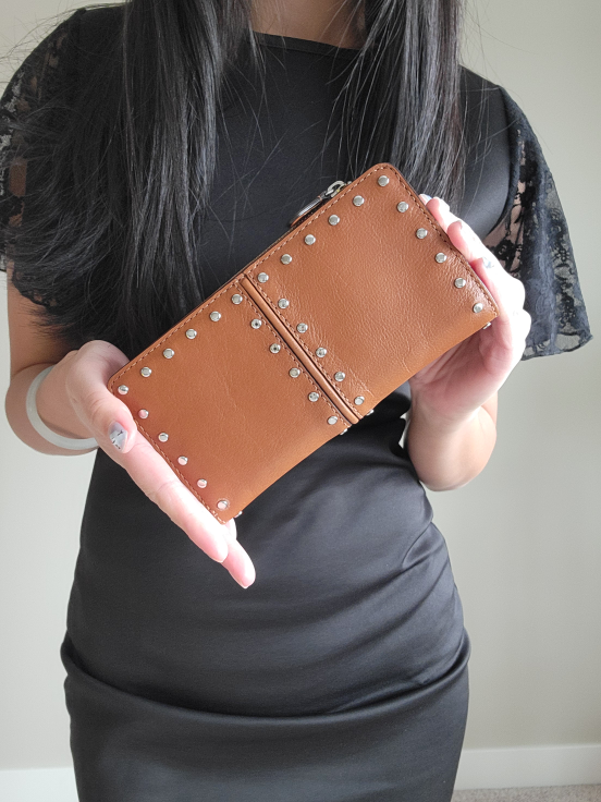 Michael Kors Brown Leather Wallet with Studs