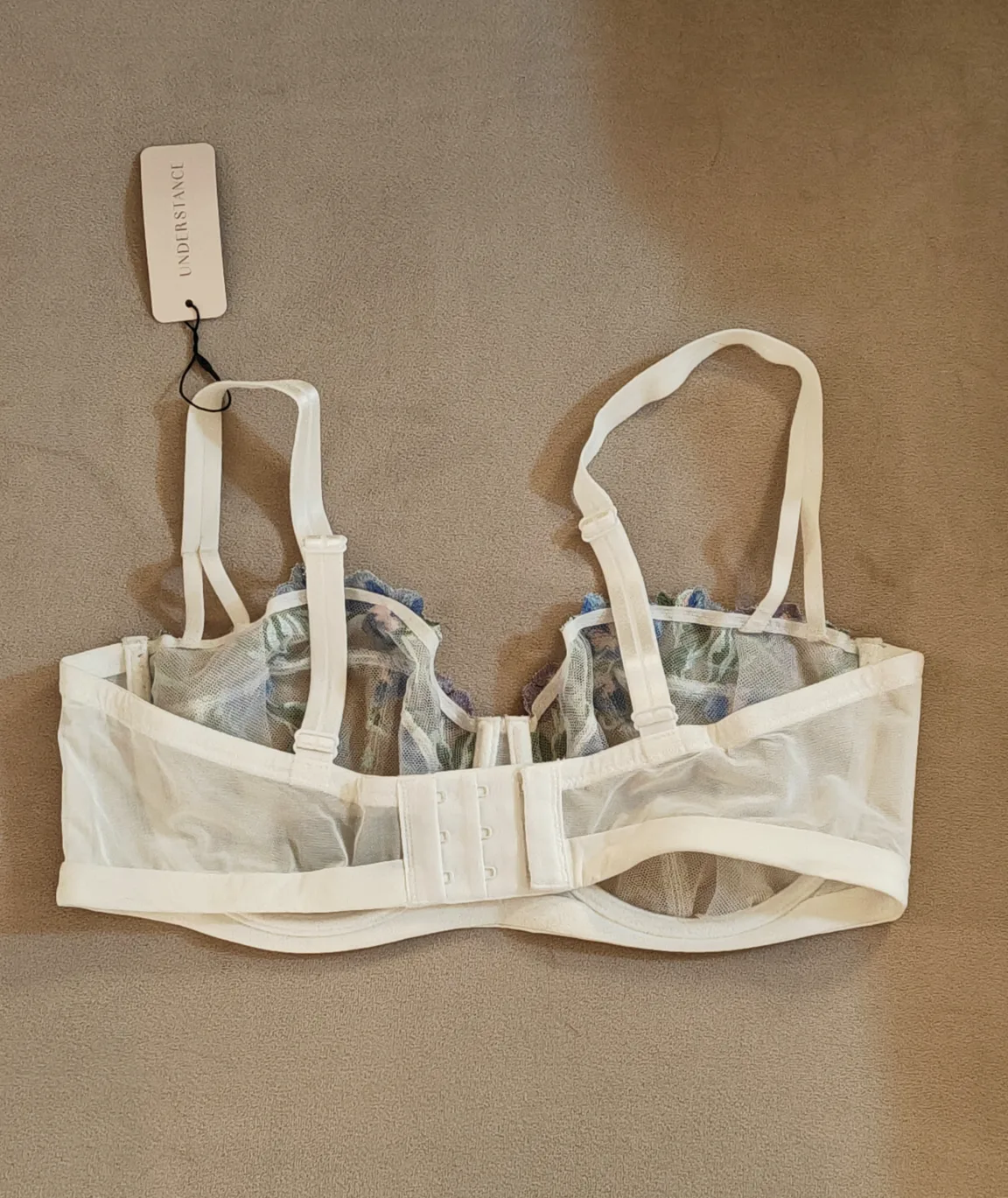 Embroidered White Floral Balconette Bra image indicator(3)
