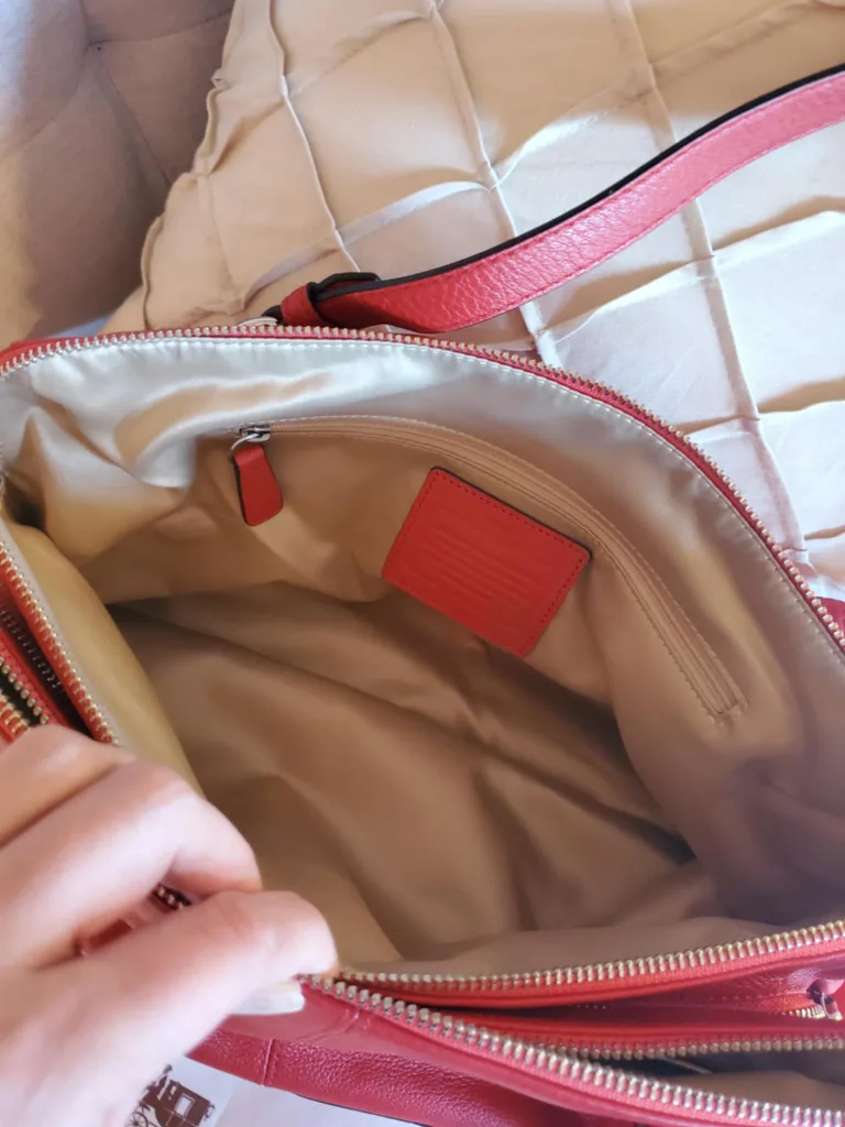 New Coach Red Leather Katheryn Triple Zipper Satchel. image indicator(9)