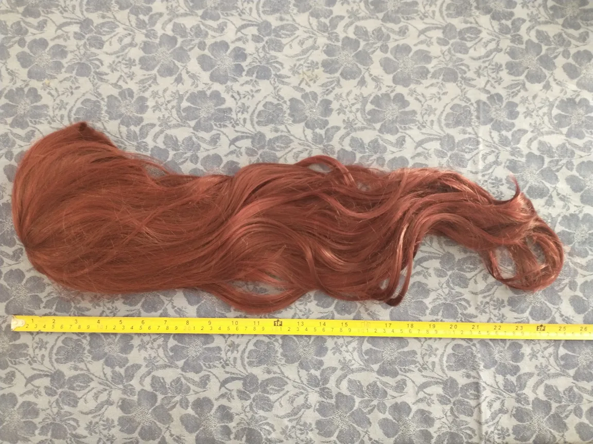 Burgundy red soft curls wig image indicator(3)