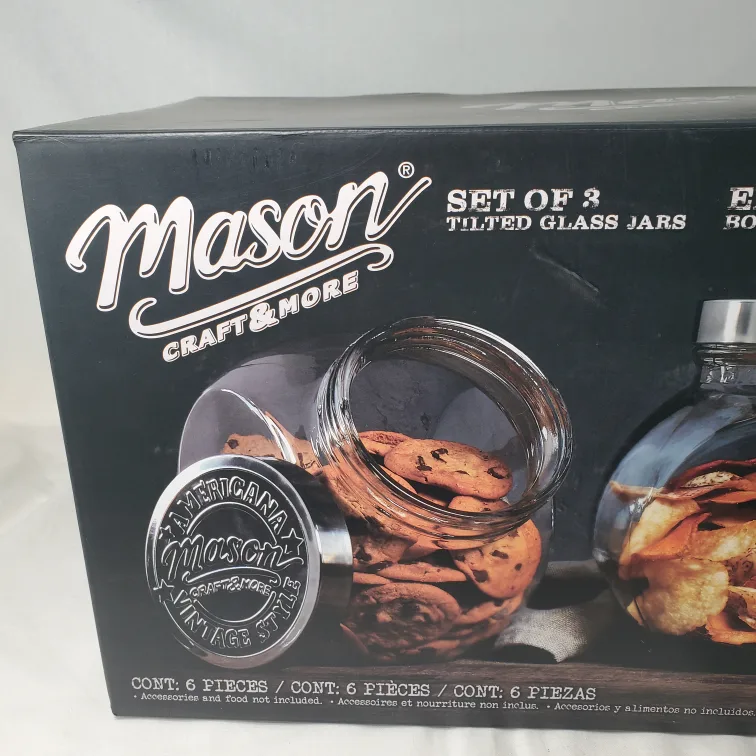 Mason Craft & More Set of 3 Tilted Glass Jars image indicator(9)