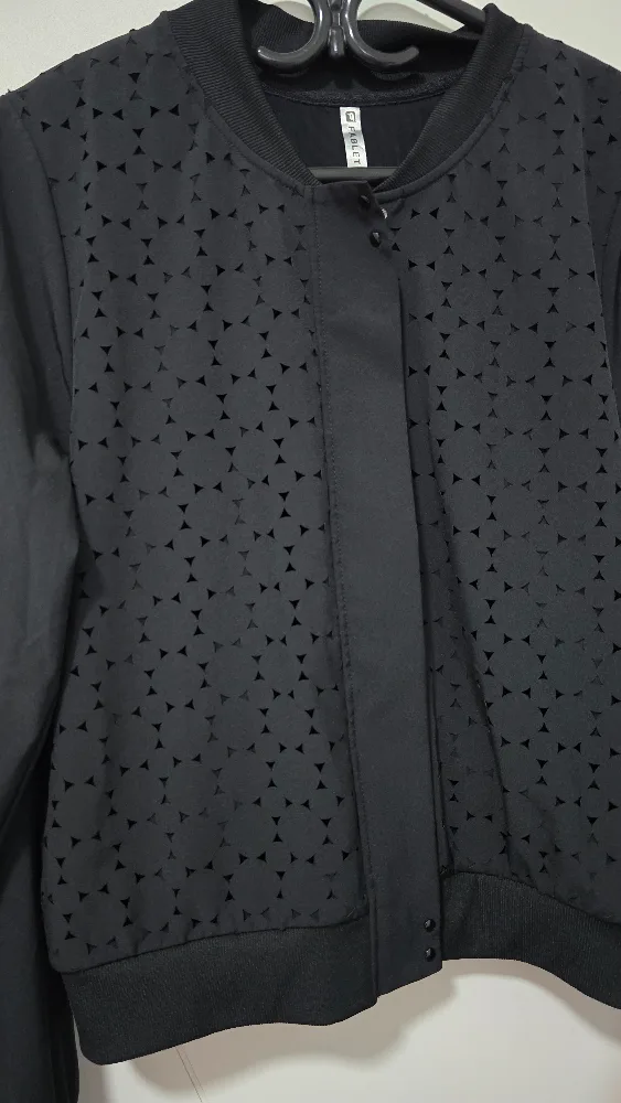 Fabletics Black Laser Cut Bomber Jacket image indicator(2)