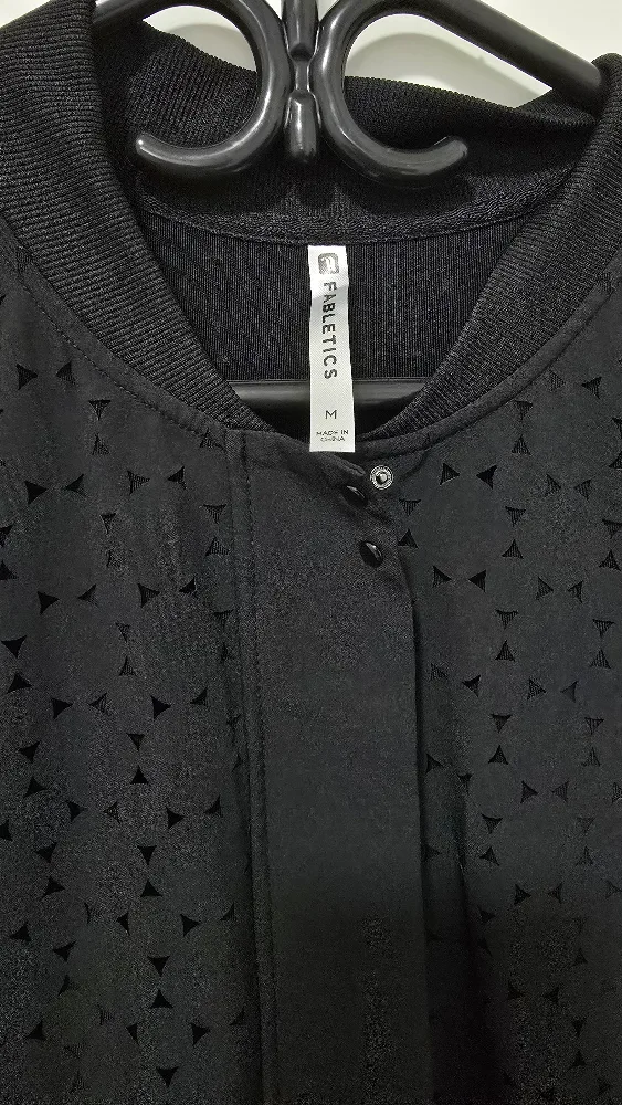 Fabletics Black Laser Cut Bomber Jacket image indicator(4)
