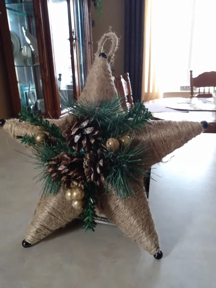 12 inch Rustic Burlap Christmas Star Ornament image indicator(2)