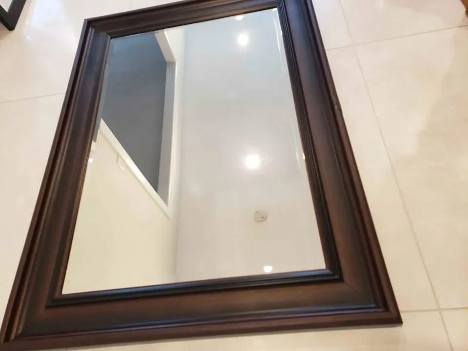 Wood framed bevelled mirror 44x32 inches image indicator(2)
