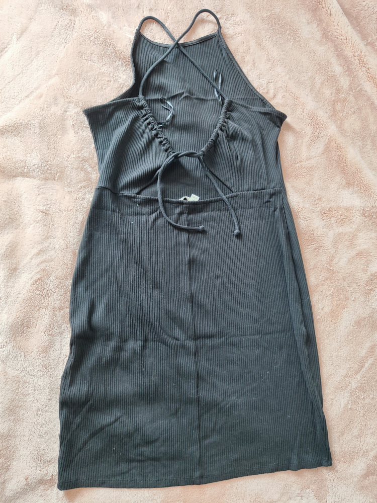 Black Ribbed Halter Dress - photo 2