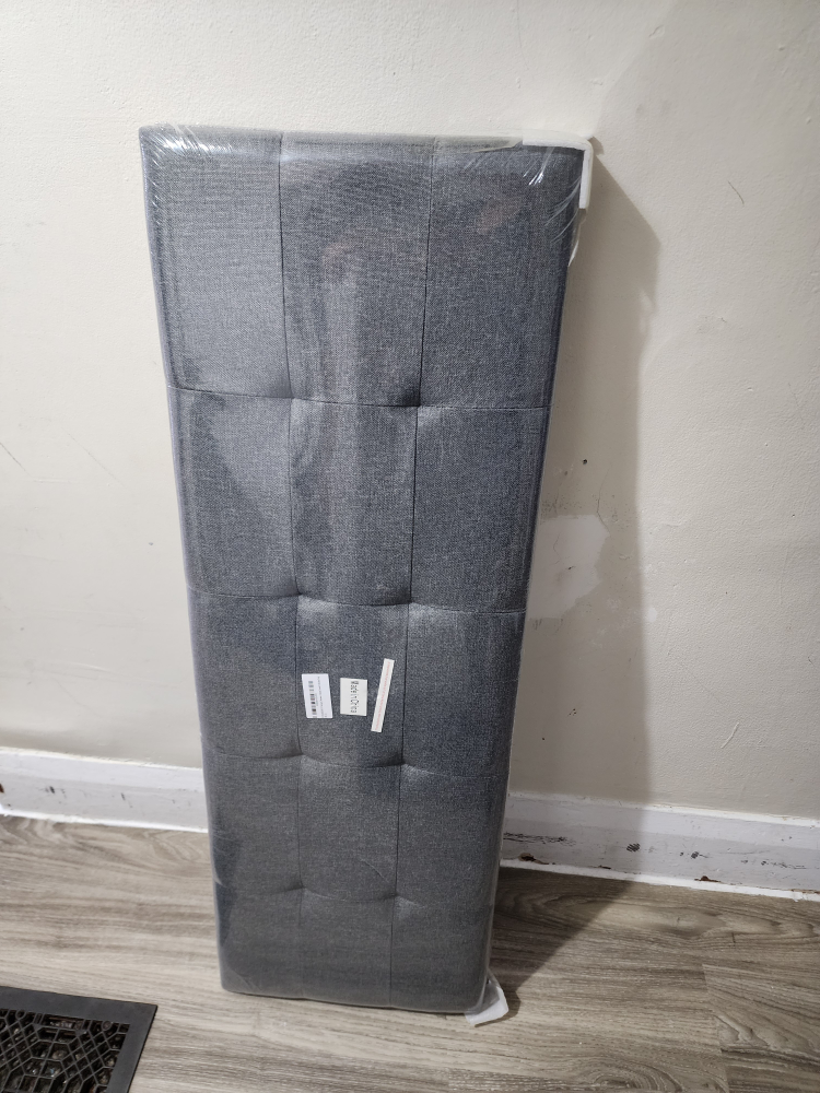 Grey Fabric Storage Ottoman Bench with Three Compartments - photo 3