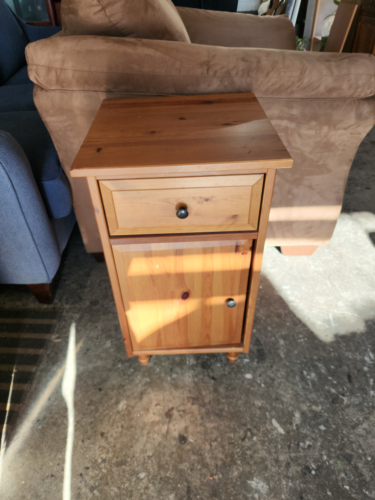 Wooden Nightstand with Drawer and Cabinet - photo 2