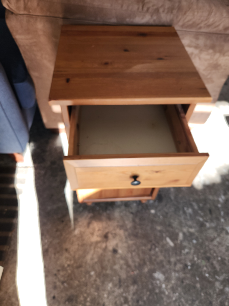 Wooden Nightstand with Drawer and Cabinet - photo 3