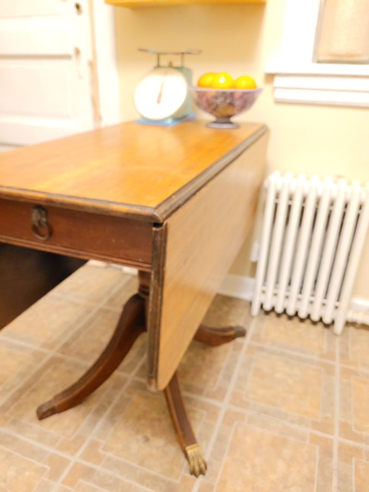 Antique Drop Leaf Table with Drawer - photo 4