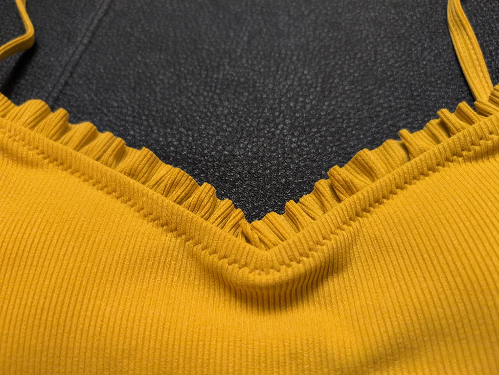 ZAFUL Mustard Yellow Ribbed Bikini Top - Size 8 💚 image indicator(2)