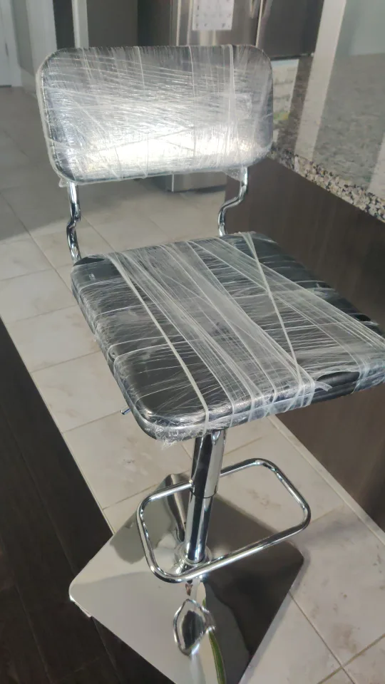 2 Black Leather Bar Stools with Chrome Base image indicator(2)