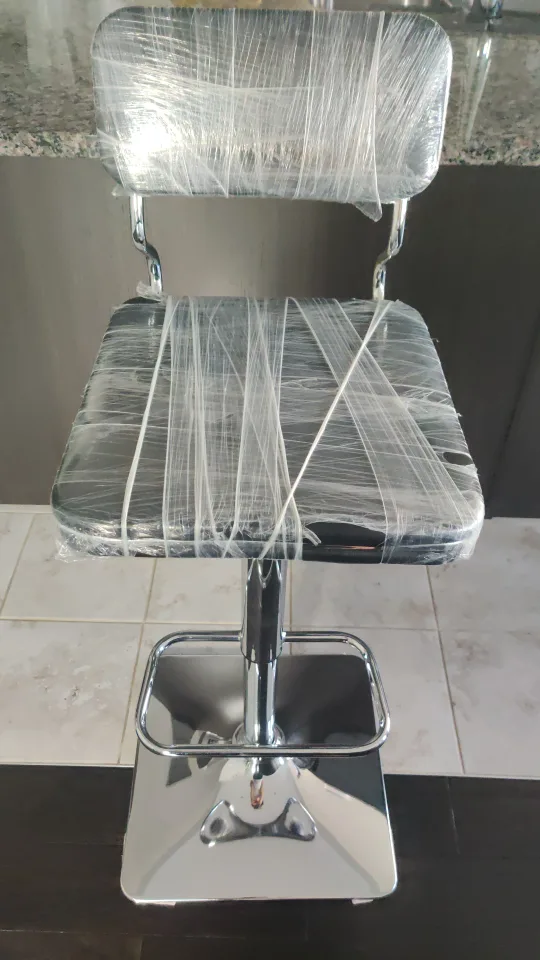 2 Black Leather Bar Stools with Chrome Base image indicator(3)