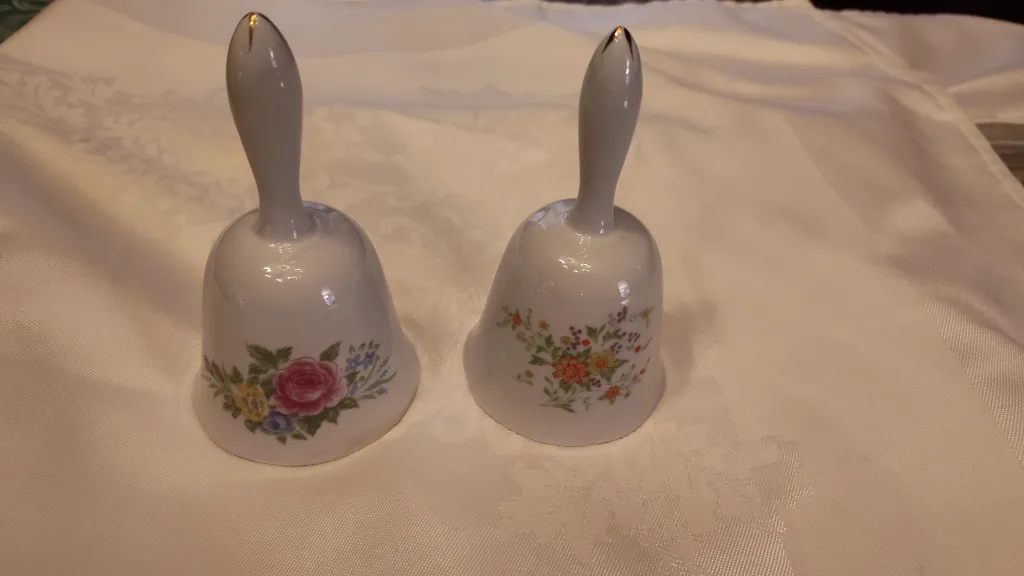 Pair of Vintage Porcelain Bells with Floral Design image indicator(2)