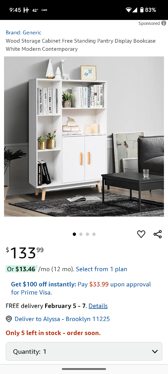 White Modern Contemporary Cabinet Bookcase - photo 3