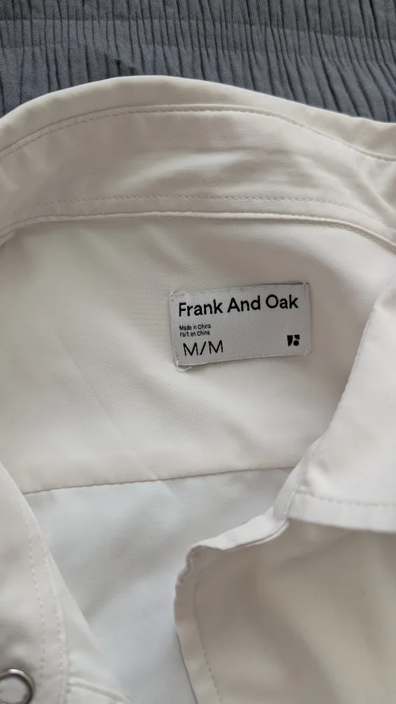 Frank And Oak Men's Size Medium Off-White Short Sleeve Button-Up image indicator(2)