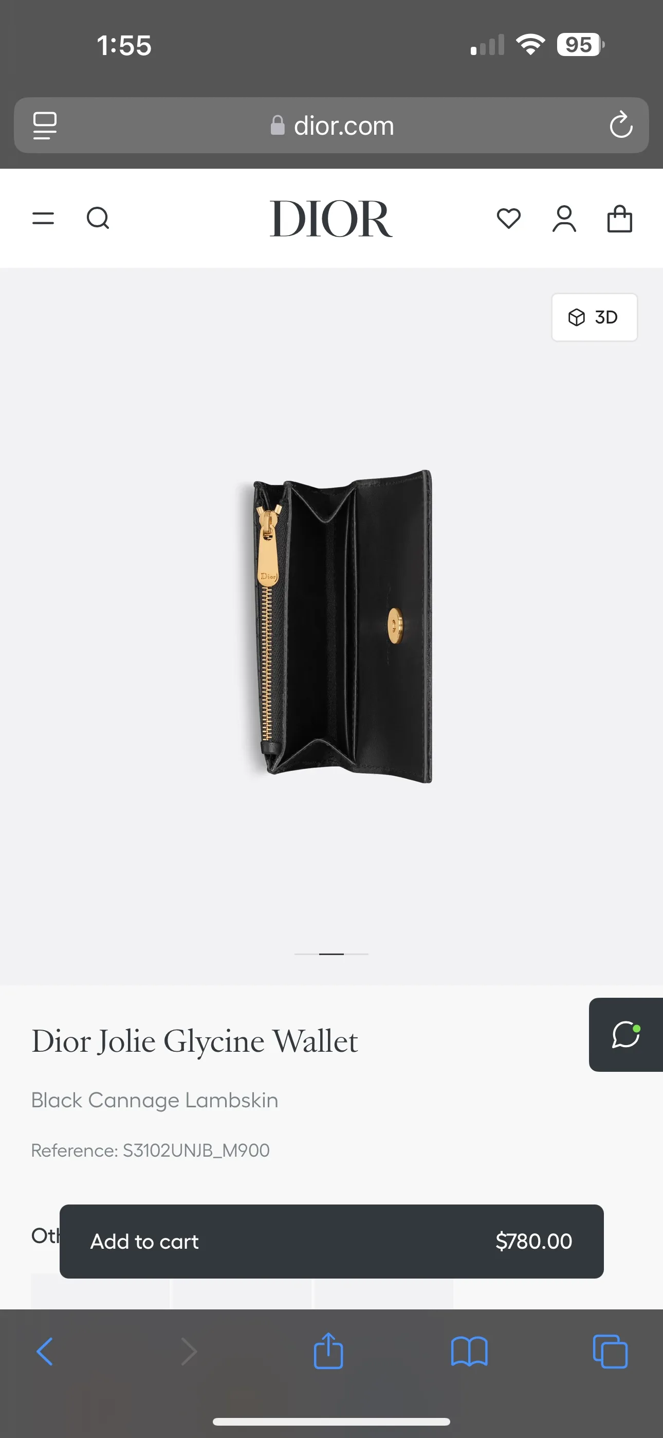 Brand New Dior Black Lambskin Jolie Glycine Wallet image indicator(9)