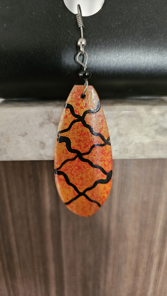 Orange and Black Coral Earrings