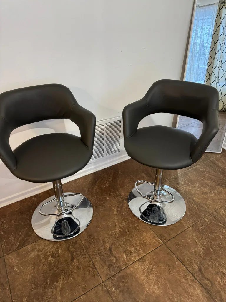 Pair of Grey Swivel Bar Stools thumbnail