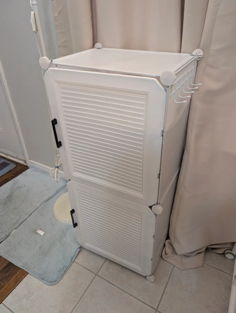 Shoe storage organizer white portable shoe rack with door image indicator(2)