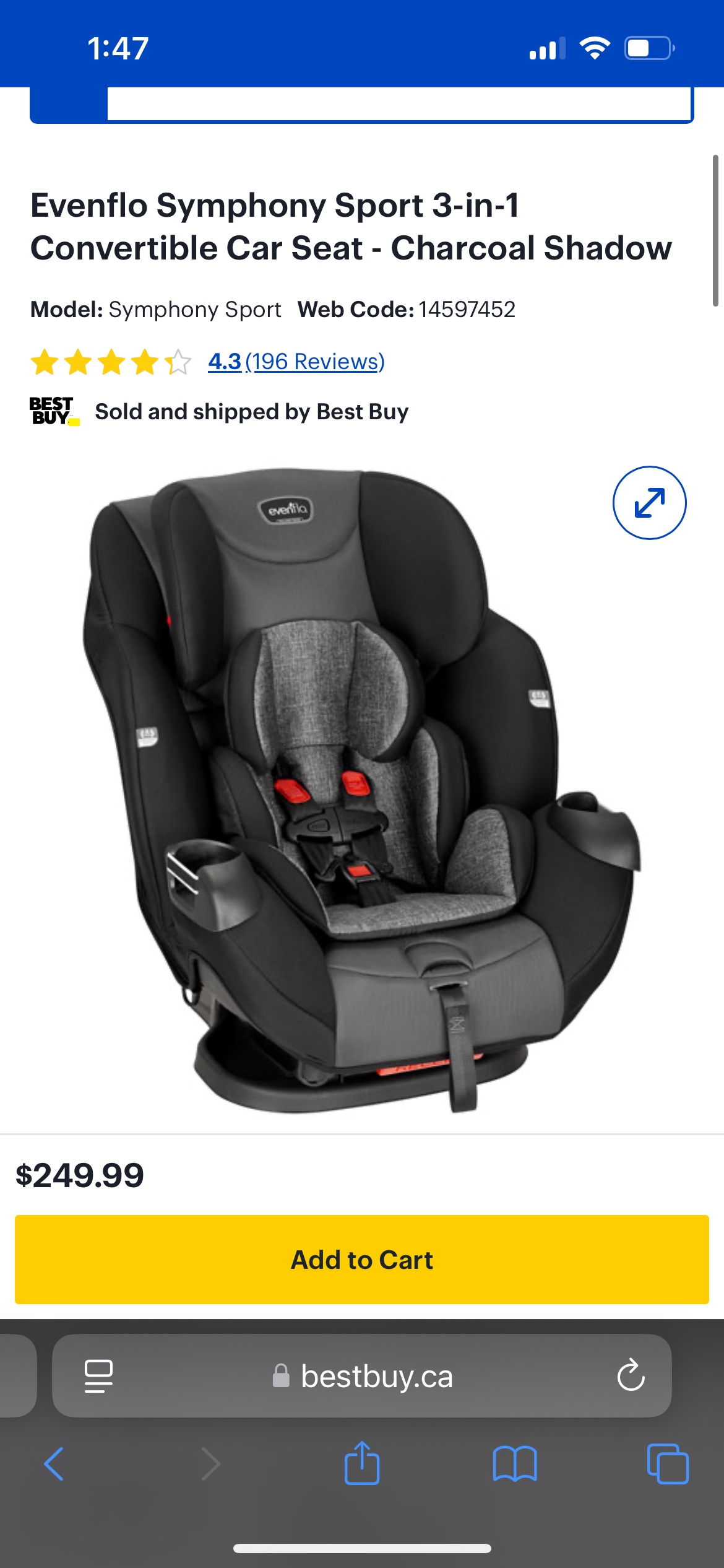 Evenflo Symphony 3-in-1 Car Seat