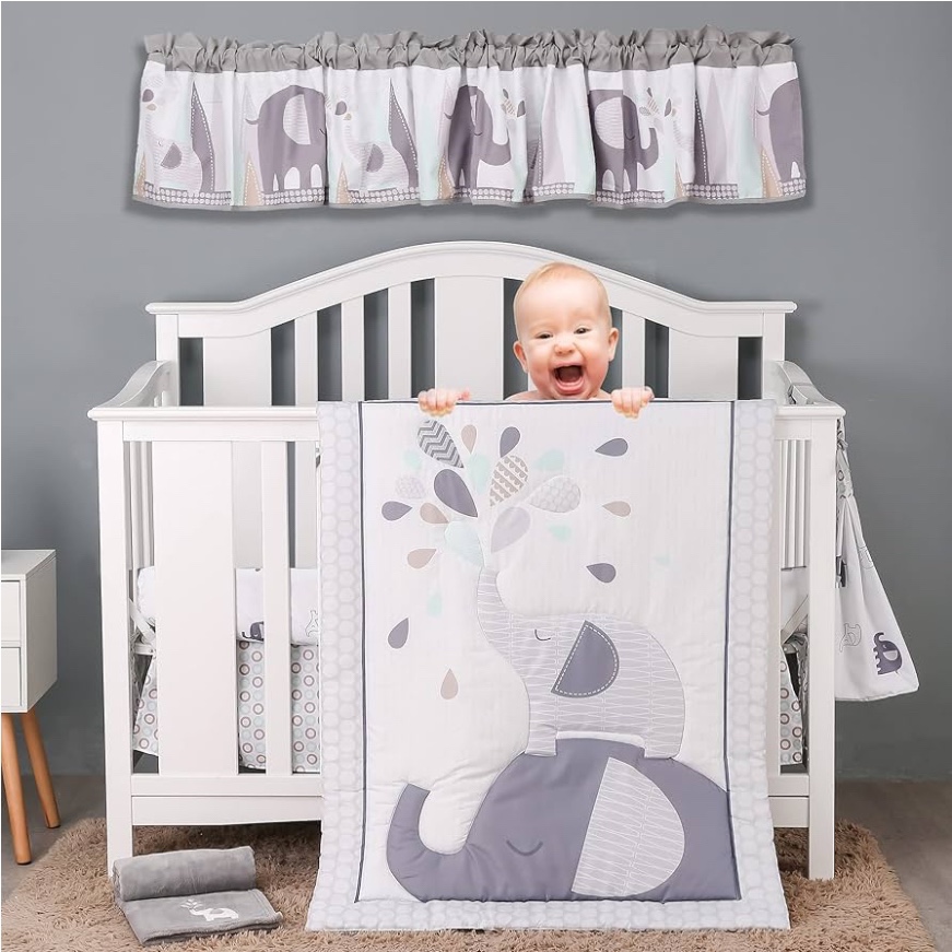 Baby Crib Bedding Set - Elephant Theme👶