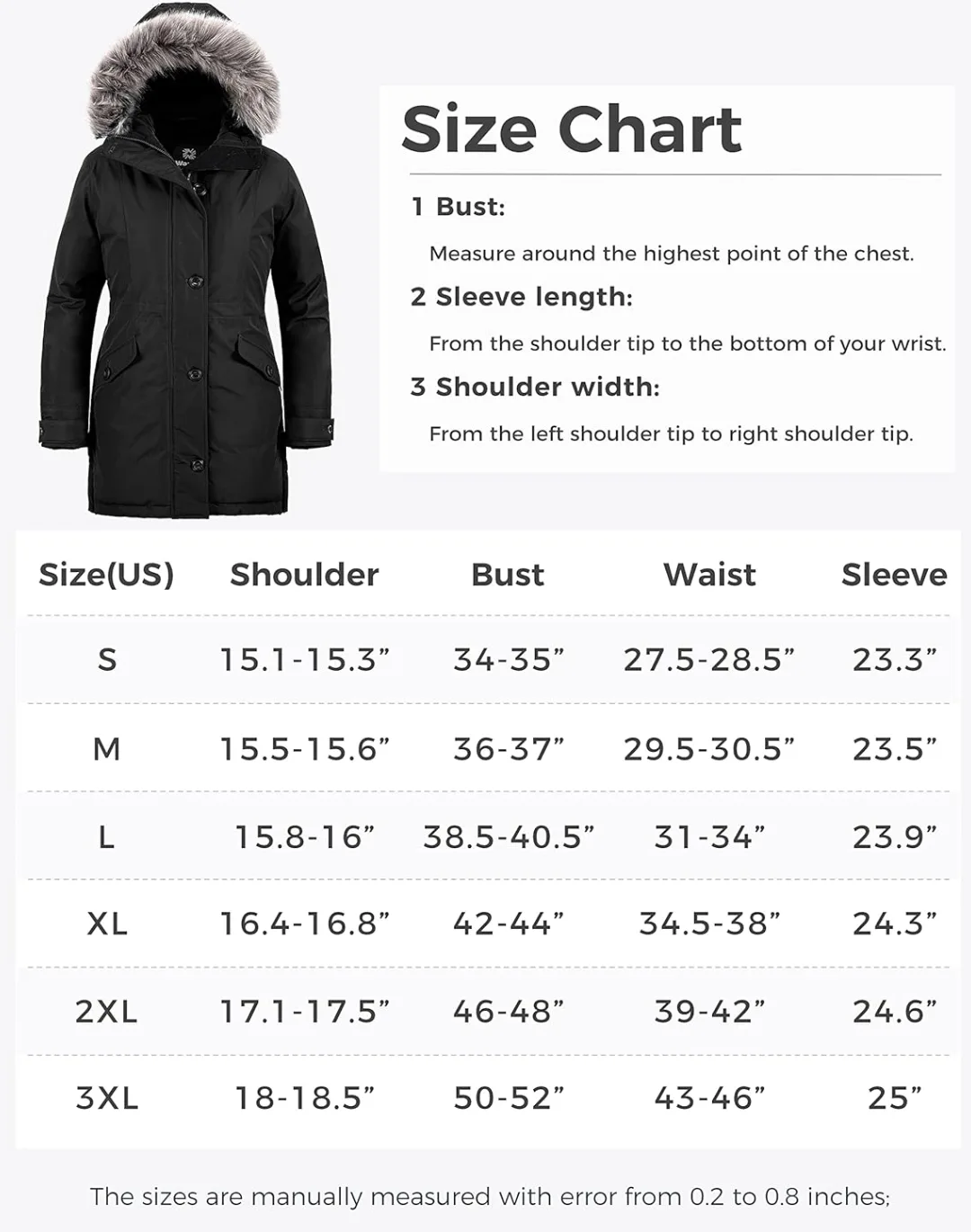 Wantdo Women's Winter Parka - Black Long Puffer Jacket - Size M image indicator(7)