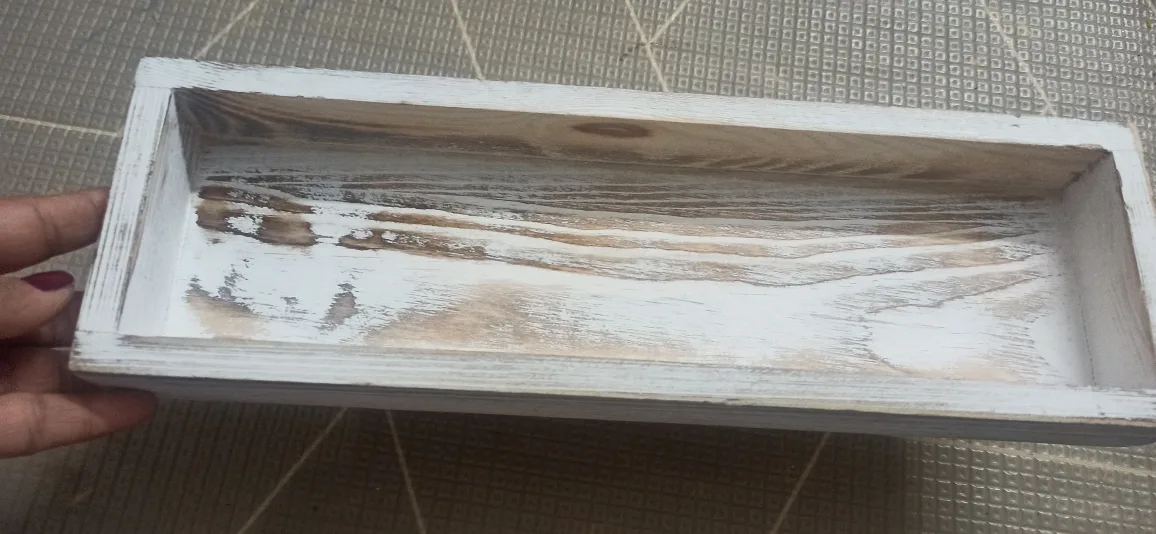 Rustic Whitewashed Wooden Key Holder with Shelf image indicator(3)