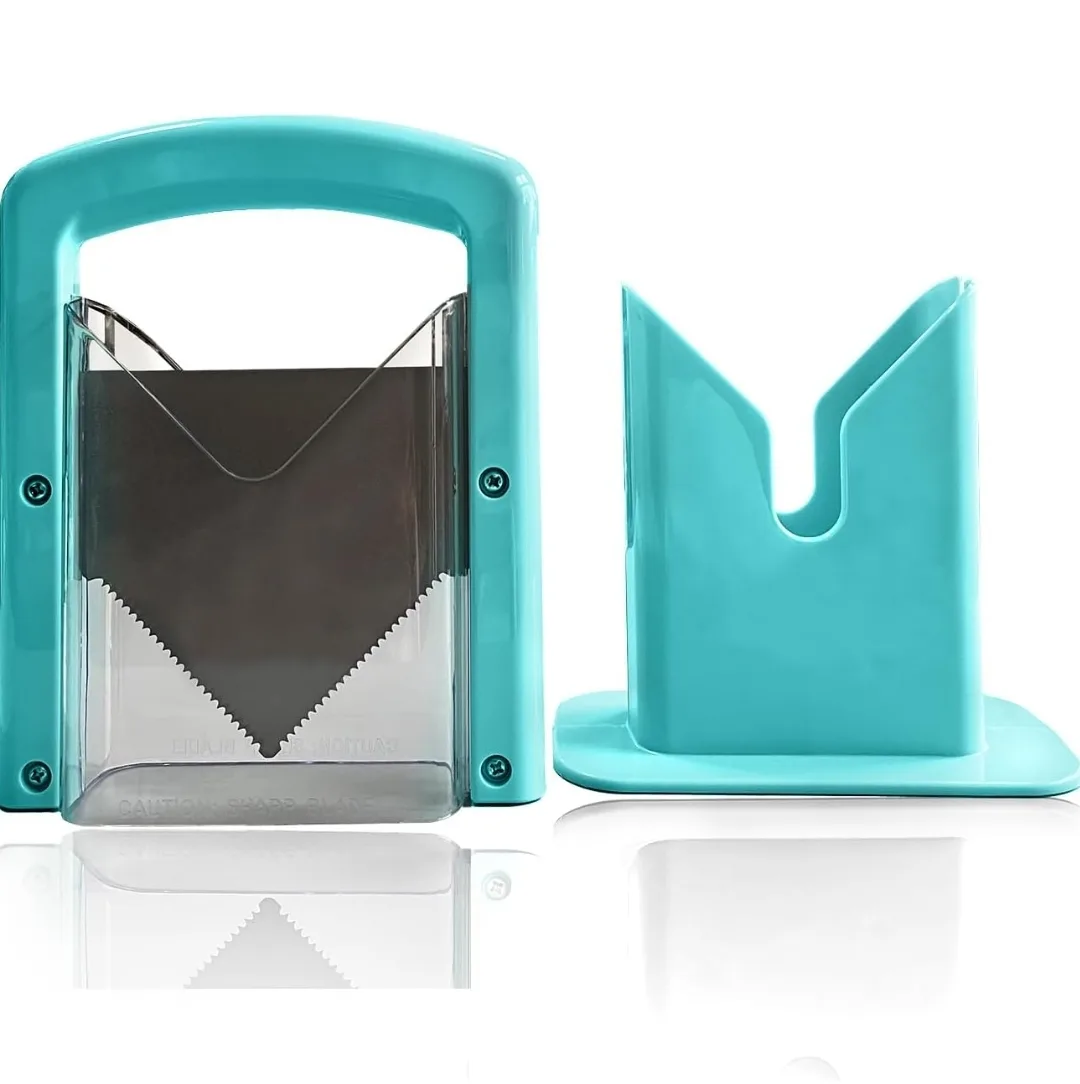 Stainless Steel Bagel Slicer with Safety Handle - Aqua Sky image indicator(8)