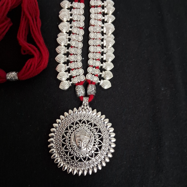 Oxidized Silver Necklace Set with Earrings - photo 3