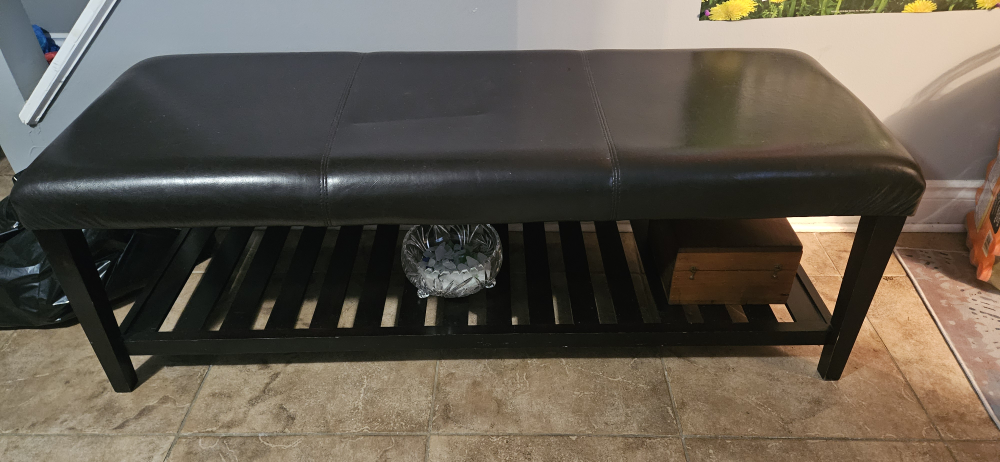 Black Leatherette Storage Bench
