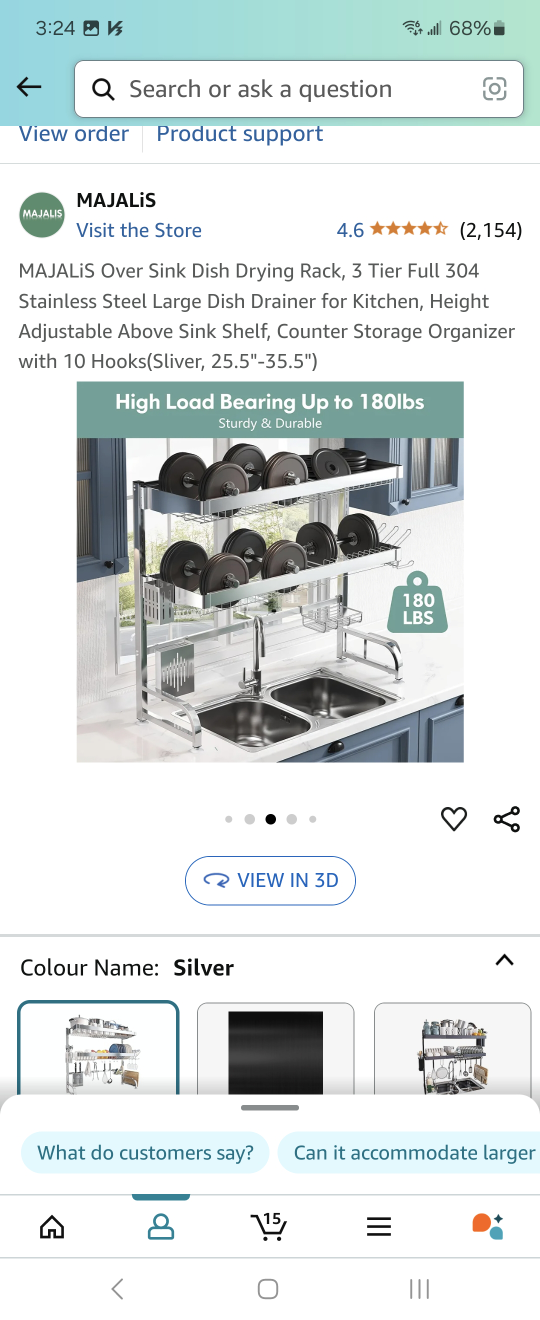 MAJALI Over Sink Dish Drying Rack, 3 Tier, Silver - photo 2