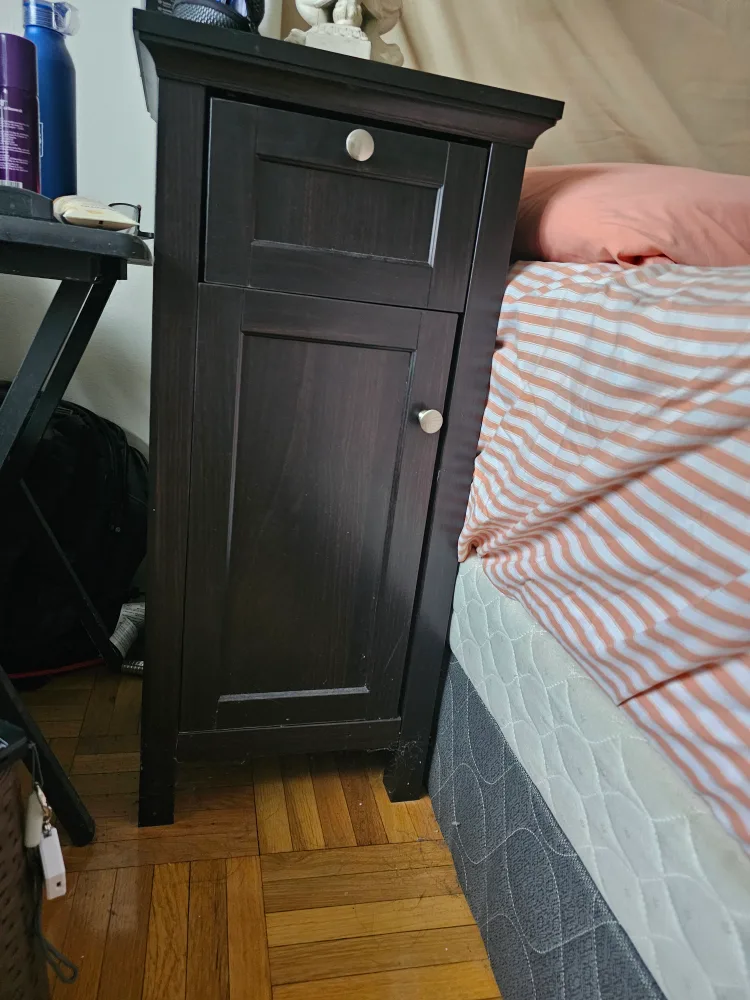 Dark brown wooden nightstand thumbnail