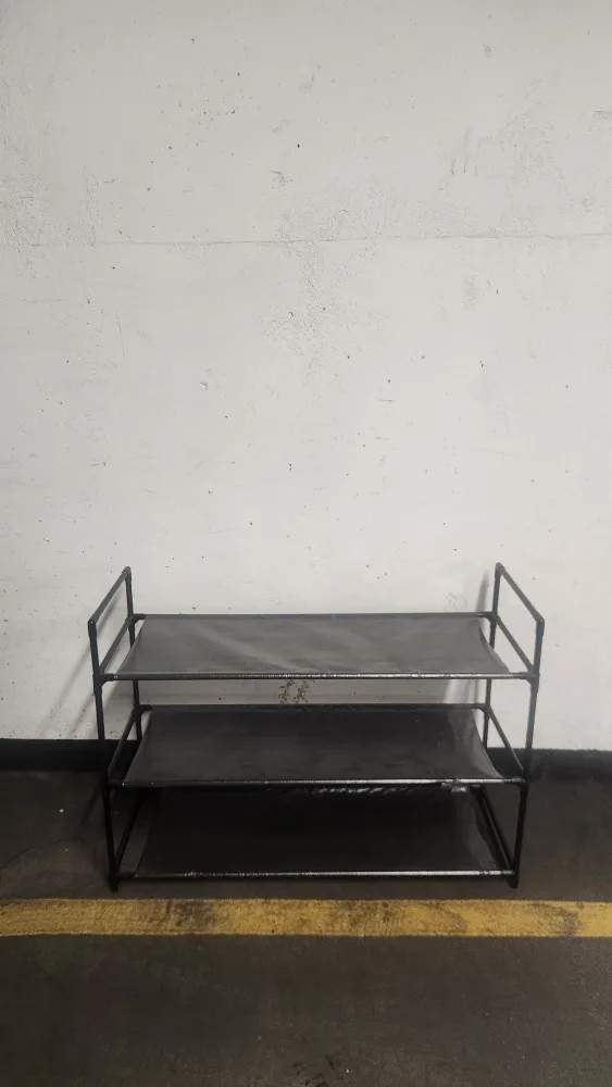 Three-Tier Black Fabric Shoe Rack thumbnail