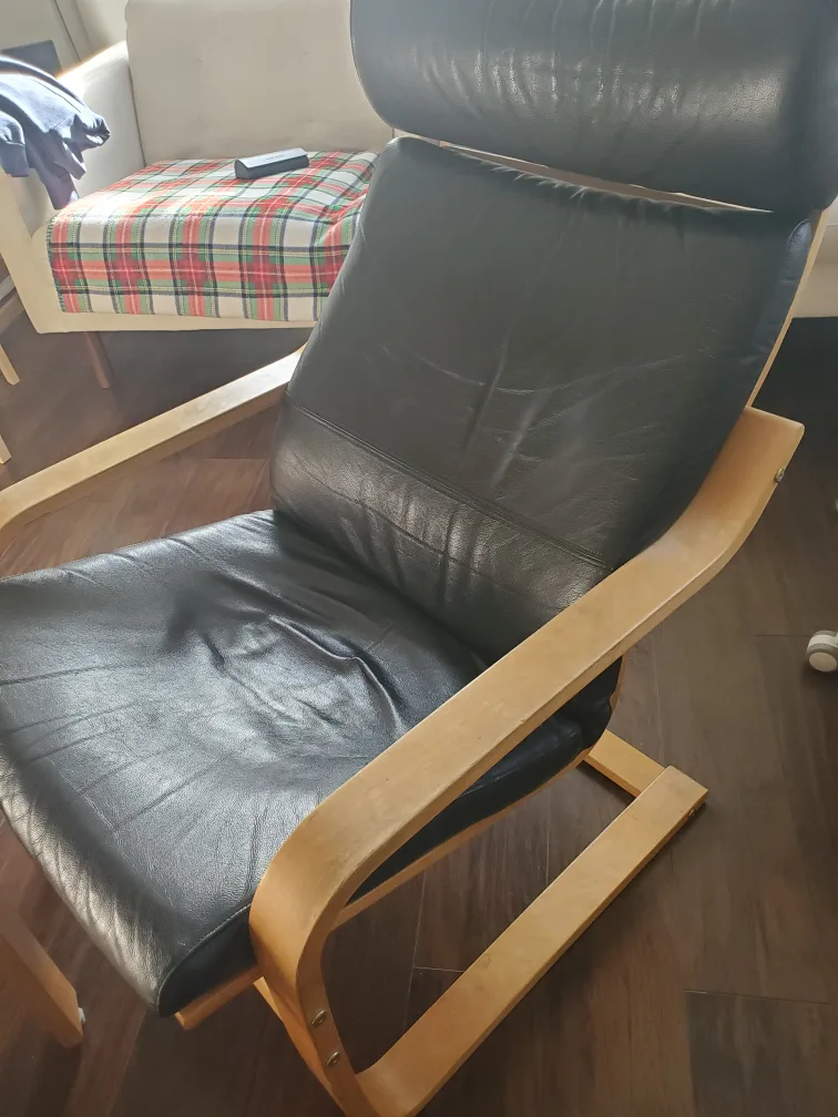 Ikea poang black leather chair image indicator(2)