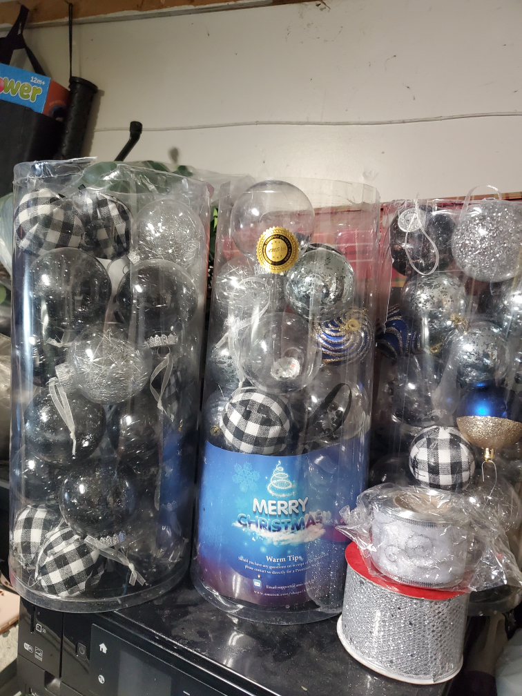 Christmas Ornaments & Ribbon