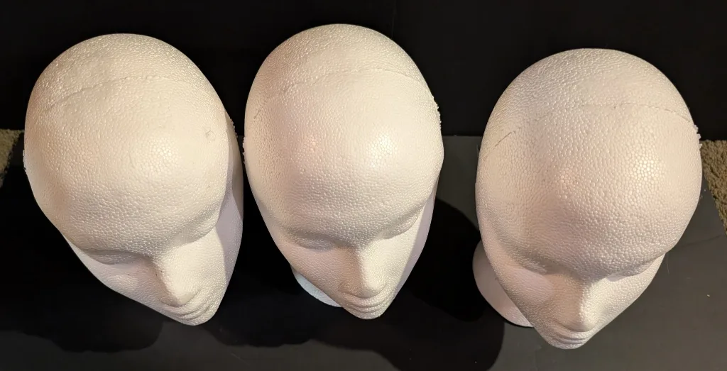 Lot of 8 Styrofoam Mannequin Heads (6 Regular & 2 Tall) image indicator(3)