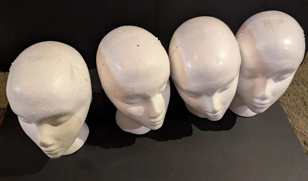 Lot of 8 Styrofoam Mannequin Heads (6 Regular & 2 Tall) image indicator(5)