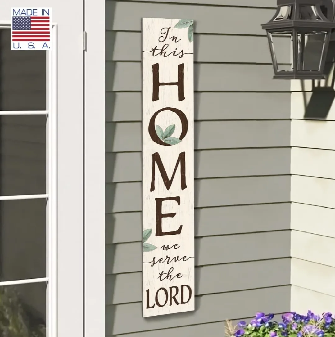 Welcome Sign, My Word! Serve the Lord, 8”x46.5” Porch Decor image indicator(5)