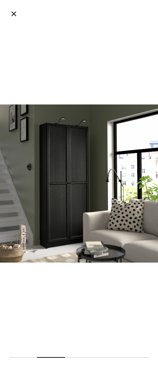 IKEA BILLY Bookcase with Doors - Black-Brown