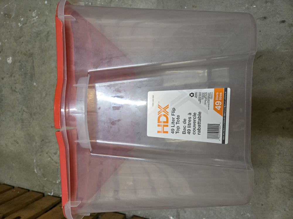 Nice and clean HDX 49L Flip top clear storage tote - photo 2