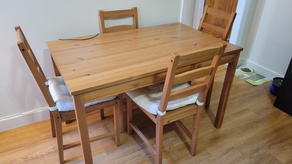 IKEA Wooden Dining Table and Four Chairs