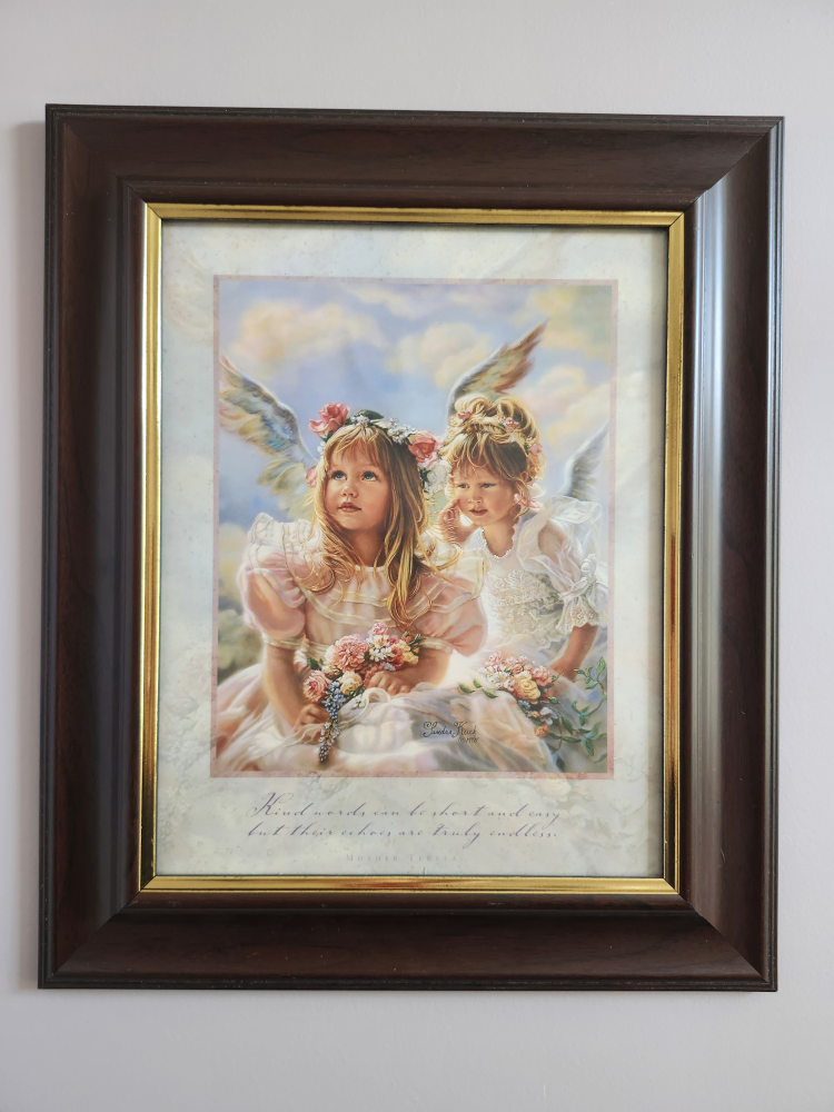 Framed Sandra Kuck Angel Print with Mother Teresa Quote